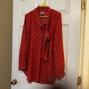 2 for $10 LOFT Polka Dot Neck Tie Blouse— size L